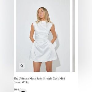 The Ultimate Muse Satin Straight Neck Mini Dress - White